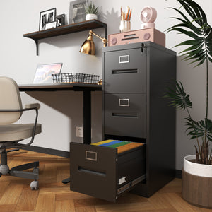 English Elm 3 Drawer Steel Vertical File Cabinet with Lock for Home Office Legal Letter Folders T2398P272052