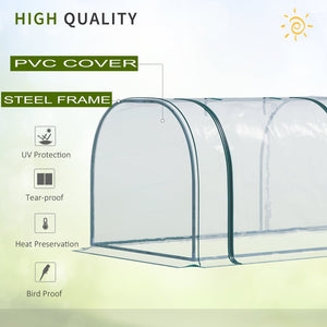 English Elm Outsunny Portable Mini Greenhouse - 11' X 3' Uv Waterproof Tunnel With Roll-Up Doors For Plant Growth W2225P174447-GIGA