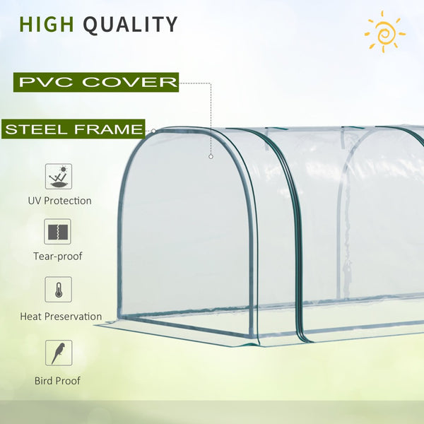 English Elm Outsunny Portable Mini Greenhouse - 11' X 3' Uv Waterproof Tunnel With Roll-Up Doors For Plant Growth W2225P174447-GIGA
