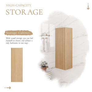 English Elm 12 Inch Oak Wall Mounted Cabinet Soft Close Door Narrow Bathroom Study Storage Unit W1972P457942