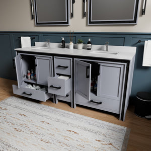 English Elm Dark Grey Double Bath Vanity With White Quartz Top, Faucet Set & Ample Storage For Modern Spaces B2731P260650