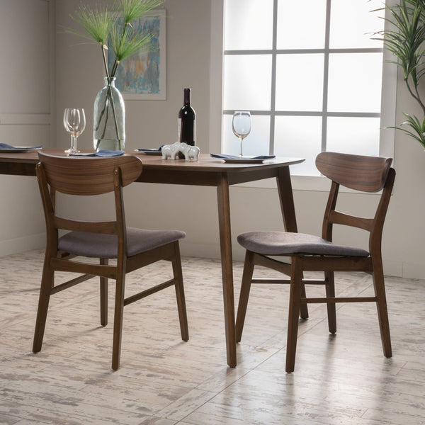 English Elm [video] Rubberwood Dining Chairs Set of 2 Upholstered Mid-century Seats for Modern Homes 58915.00DGY