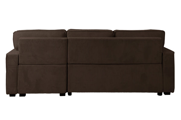 English Elm Contemporary Corduroy Sectional Sleeper with Storage Chaise and Usb Charging Ports B011S02175