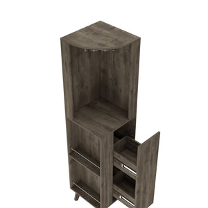 English Elm Grace Corner Bar Cabinet with Wine Rack Stemware Hanging and Concealed Shelving Storage B128S00221