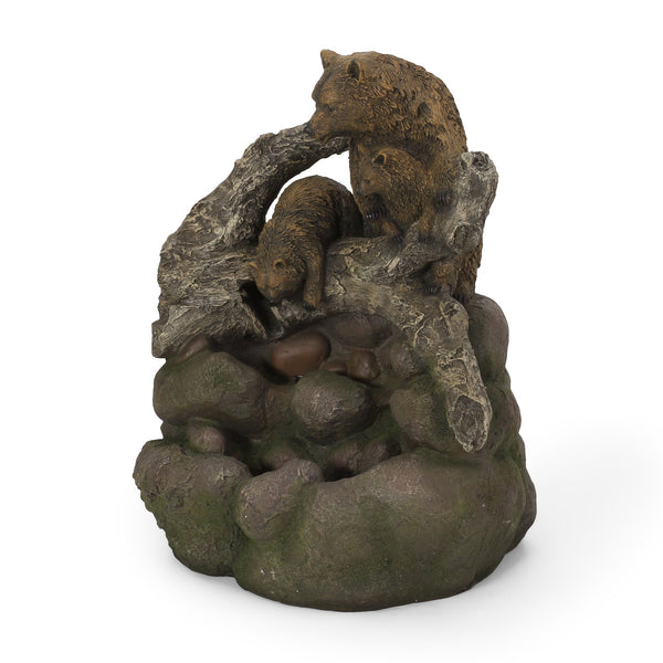 English Elm Christopher Knight Home® - 24.75" CALLAN FOUNTAIN Weather-Resistant Outdoor Floor Fountain with Pump, Underwater Lights & Bear Accents 71777.00LM