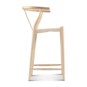 English Elm Wishbone Counter Stool Natural Ash - Solid Ash Wood, Eco Oil Finish, Non-Toxic Upholstery, 38" H B353P343809