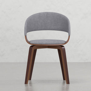 English Elm Ridley Bentwood Dining Chair Light Grey Linen-Look Upholstered Mid-Century Modern Curved Comfort B2732P253620