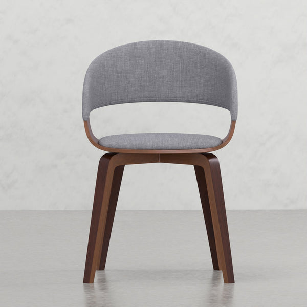 English Elm Ridley Bentwood Dining Chair Light Grey Linen-Look Upholstered Mid-Century Modern Curved Comfort B2732P253620