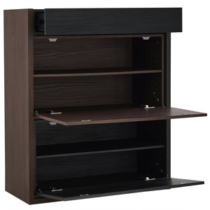 English Elm 32.5''-58.8''W Expandable Rotating Storage Cabinet with Drawer & Flip Doors, Modern Black Walnut Elegance N845P261744D