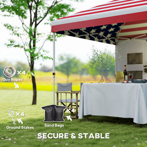 English Elm 10x 10 Ft Patriotic Pop up Canopy Upf 50 Oxford Fabric with Adjustable Legs and Sidewall Blue+Red T3971P380497