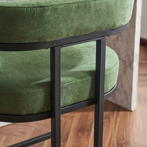 English Elm Modern Chenille Counter Stools Set of 2 — Upholstered Ergonomic Bar Chairs with Metal Frame & Armrests for Kitchen Island Green W1901P264277