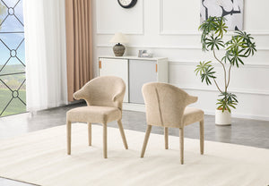 English Elm Modern Chenille Linen Accent Chair Sculptural Hollow Back Swivel Seat for Dining Vanity Khaki W3493P456190