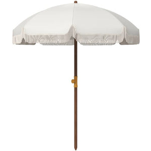 English Elm Portable Beach Umbrella Uv40 Silver Coated Canopy Vented Fringe Trim with Carry Bag T3971P427361