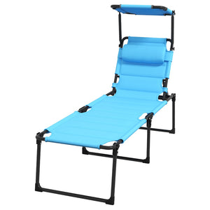 English Elm Outsunny Adjustable Outdoor Lounge Chair With Cushioned Seat, Sunshade Roof & Portable Design For Relaxation W2225P200579-GIGA