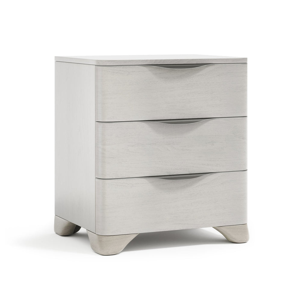 Bernhardt Bernhardt Sereno Walnut Nightstand With 3 Soft-Close Drawers, Usb Charging & Nickel Pulls – Rustic Modern 329219
