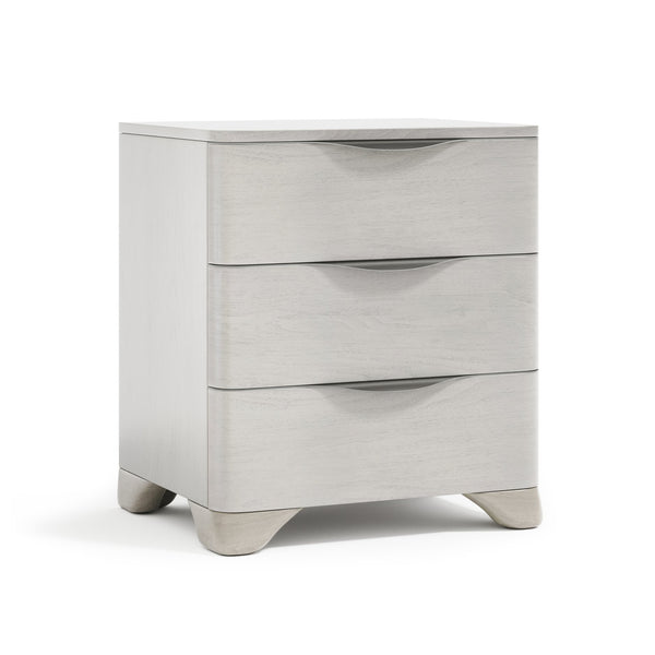 Bernhardt Bernhardt Sereno Walnut Nightstand With 3 Soft-Close Drawers, Usb Charging & Nickel Pulls – Rustic Modern 329219