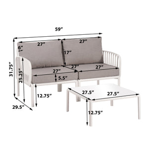 English Elm Christopher Knight Home® - 9 Modern 9-Piece Patio Conversation Set with Deep-Seating Waterproof Cushions and Glass Tabletop White+gray N780P1994544499W