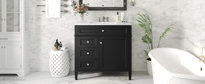 English Elm 36'' Modern Bathroom Vanity With Ceramic Sink, Elegant Storage Cabinet & 2 Drawers For Essentials N710P230246B