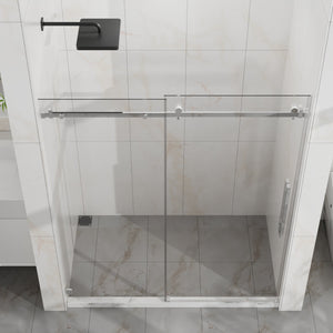 English Elm Goodyo Frameless Sliding Shower Door, 60" X 72" With 6Mm Tempered Glass & Easy-Clean Chrome Hardware D163118743