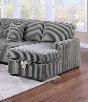 English Elm Chocolate Corduroy Modular Sectional with Storage Sleeper Usb Port and Reversible Chaise Smoke B011S02155