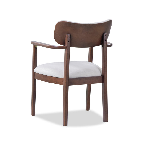 English Elm Indoor Beige Upholstered Dining Chairs Set of 2 Rubberwood Frame for Modern Kitchens Walnut N772P389535W