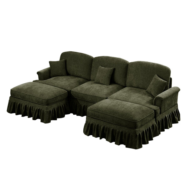 English Elm Classic Comfy Modular U-Shape Sectional Sofa - Elegant Chenille Couch With Flared Arms & Versatile Design W3041S00268