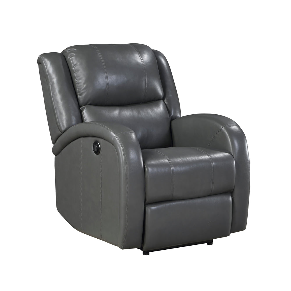 English Elm Modern Power Reclining Chair In Gray Faux Leather - Plush Comfort, Solid Wood Frame, Ergonomic Design B011P256236