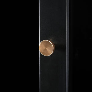 English Elm 70.1" Modern Tall Storage Cabinet with 3 Drawers, 2 Adjustable Shelves, Soft-Close Glass Doors, Gold Handles Black N729P271979B