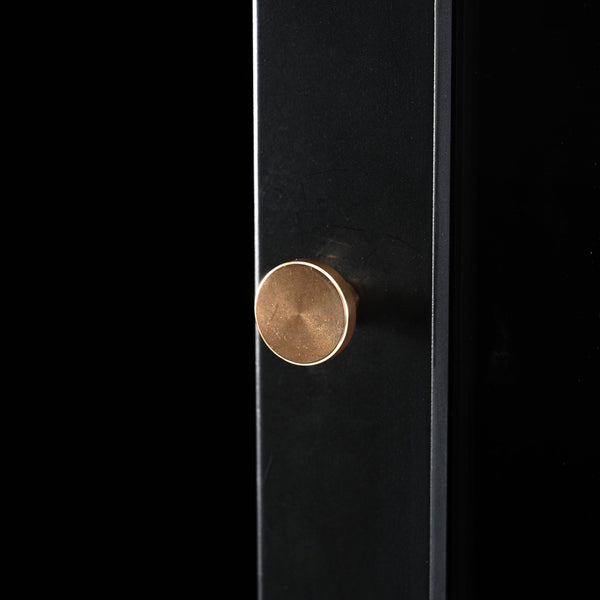 English Elm 70.1" Modern Tall Storage Cabinet with 3 Drawers, 2 Adjustable Shelves, Soft-Close Glass Doors, Gold Handles Black N729P271979B