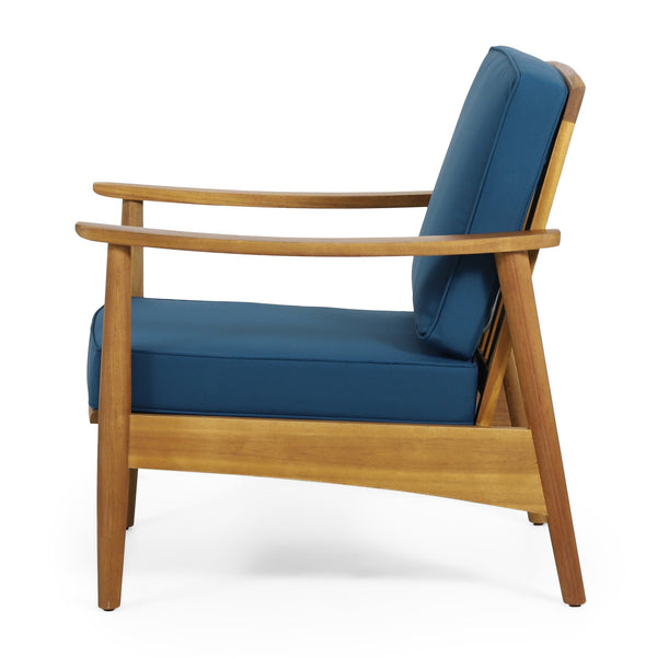 English Elm Christopher Knight Home® - Outdoor Acacia Wood Club Chair Teak with Dark Teal Cushion — Weather-Resistant, 400lb Capacity, Classic Slat Design 68624.00DT