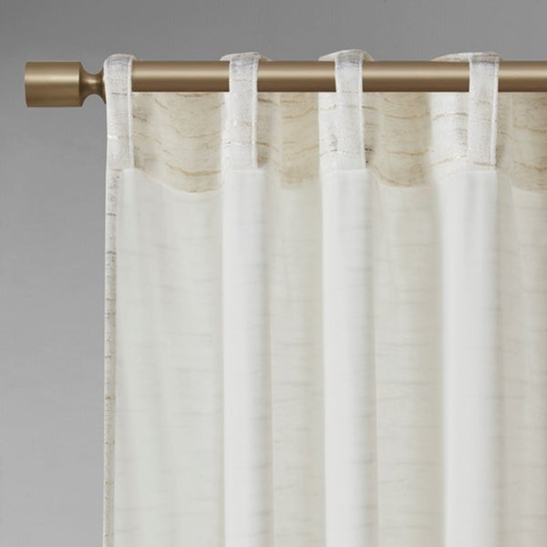 English Elm Room Darkening Poly Velvet Window Panels Pair - Elegant White/Gold With Metallic Accents, 37X95" B035P199045-GIGA