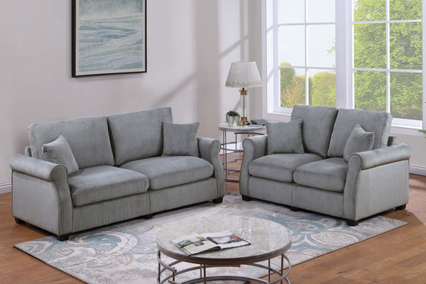 English Elm Black Corduroy Upholstered Sofa and Loveseat Set for Contemporary Living Rooms Fog B011S02182