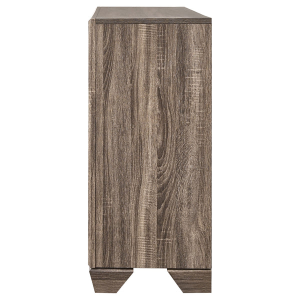 English Elm Harrison Mid-Century 6-Drawer Dresser in Dark Cocoa Finish with Tapered Legs, Sleek Black-Trim Accents taupe B062P378458