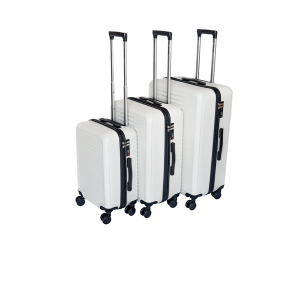 English Elm 2025 Hardshell Abs Luggage Set with Spinner Wheels and Built-in Lock for Secure Travel White W2710P459013