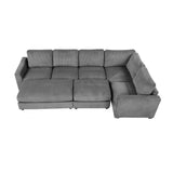 English Elm 121.3" Sectional Couch Sofa Bed Modular Sofa With Two Movable Ottomans For Living Room (Old Sku:N719S001640E), Gray