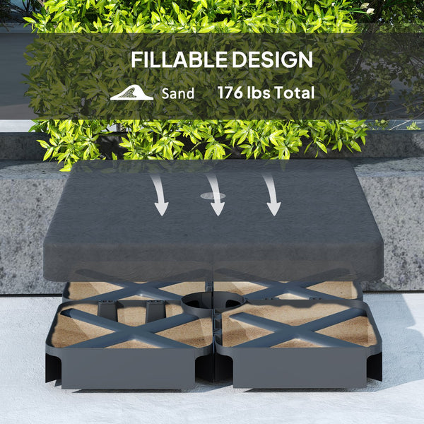 English Elm Outsunny Fillable Patio Umbrella Base Weight Set Heavy Duty Sand Bags Uv Resistant W2225P485538
