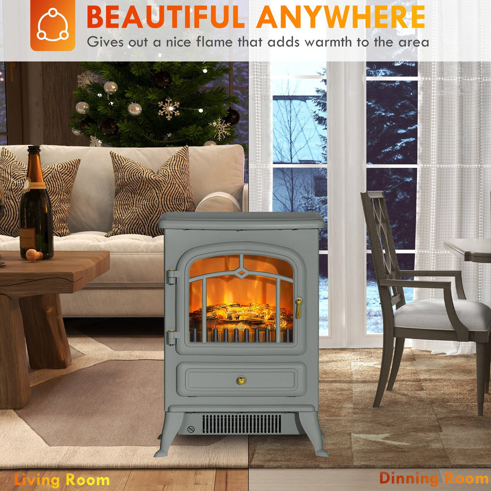 English Elm Homcom 22" Electric Fireplace Heater - Stylish Freestanding Stove With Realistic Led Flames & Safety Features W2225P249840