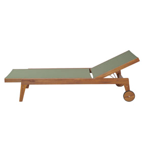 English Elm Christopher Knight Home® - OUTDOOR Chaise Lounge with Acacia Wood Frame and Breathable Mesh Seating for Durable Outdoor Comfort Green,Natural 63.5 L x 31.25 W x 6 H N776P286344G