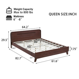 English Elm Christopher Knight Home® - Pine Queen Size Bed In Dark Walnut, Solid Pine Frame With No Box Spring, Classic Comfort & Style N770P291028W_N770P291029W