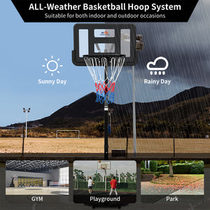 English Elm Double Fish Adjustable Basketball Hoop Portable Steel Frame Outdoor Backyard System W3087P251064