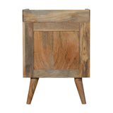 English Elm Solid Wood Bone Inlay Gallery Back Nightstand