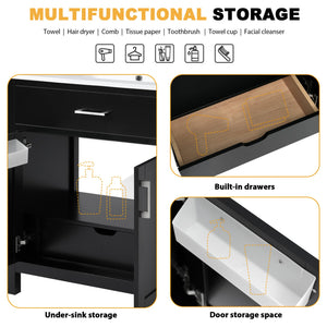 English Elm 30-Inch Contemporary Bathroom Vanity With Ceramic Sink & Smart Storage For Small Spaces WF530809AAB