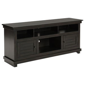 English Elm Castleton Farmhouse Pine Media Console with Six Compartments for Living Room Entertainment Dark Brown B062P448014