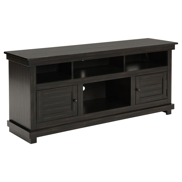 English Elm Castleton Farmhouse Pine Media Console with Six Compartments for Living Room Entertainment Dark Brown B062P448014