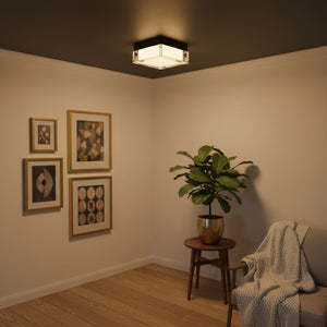English Elm 8-inch Matte Flush Mount Led Ceiling Light with Frosted Diffuser for Modern Spaces Black B370P398962