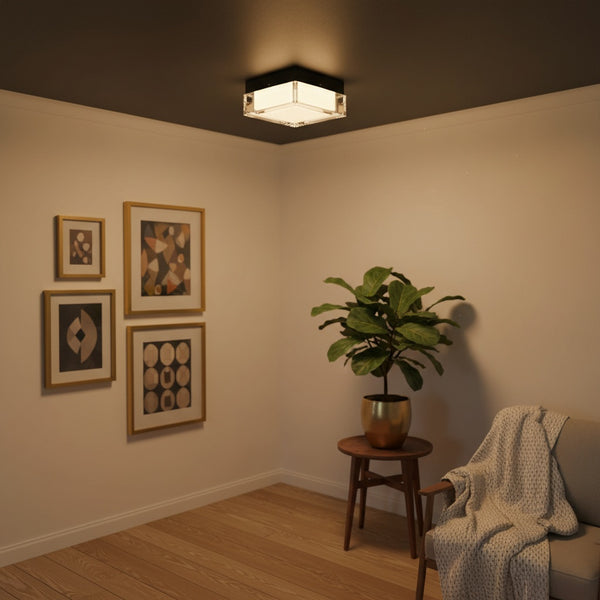 English Elm 8-inch Matte Flush Mount Led Ceiling Light with Frosted Diffuser for Modern Spaces Black B370P398962