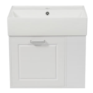 English Elm Christopher Knight Home® - 21.8" Wall-Mounted Bathroom Vanity with Ceramic Sink, Soft-Close Drawer, Adjustable Shelves & Tissue Holder White N759P292550K