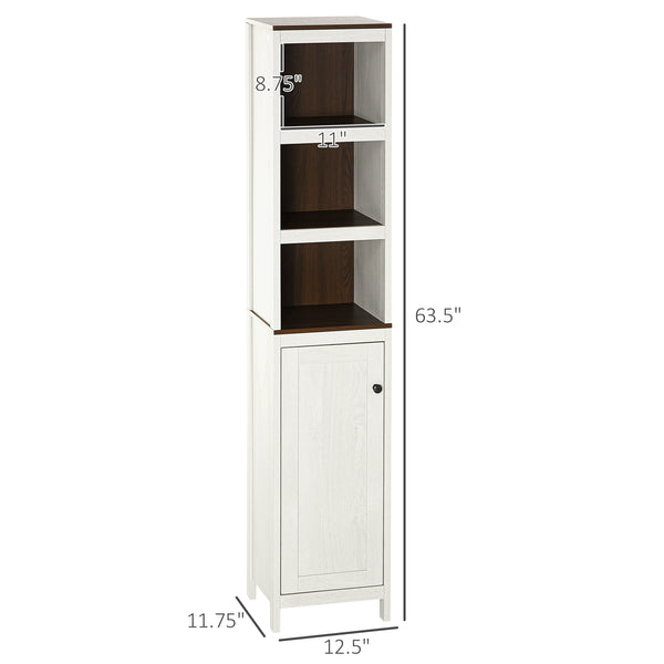 English Elm Kleankin Tall Bathroom Storage Cabinet - Stylish Freestanding Tower With 3 Shelves, Antique White Finish W2225P217004
