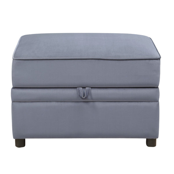 English Elm Grey Rectangle Storage Ottoman with Velvet Upholstery, Lift-Lid Safety Hinge, Plush Seat & Hidden Space B062P186558