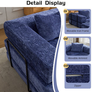 English Elm Compression Convertible Floor Sofa Bed – Stylish Chenille Loveseat, Easy Setup, Ideal For Small Spaces W3723P345645
